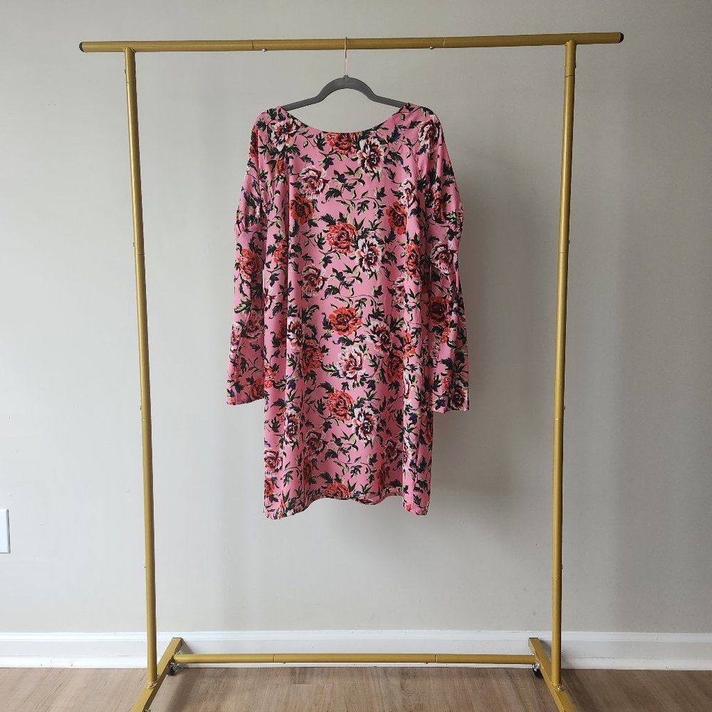 ASOS CURVE Floral Shift Dress with Ruched Sleeve